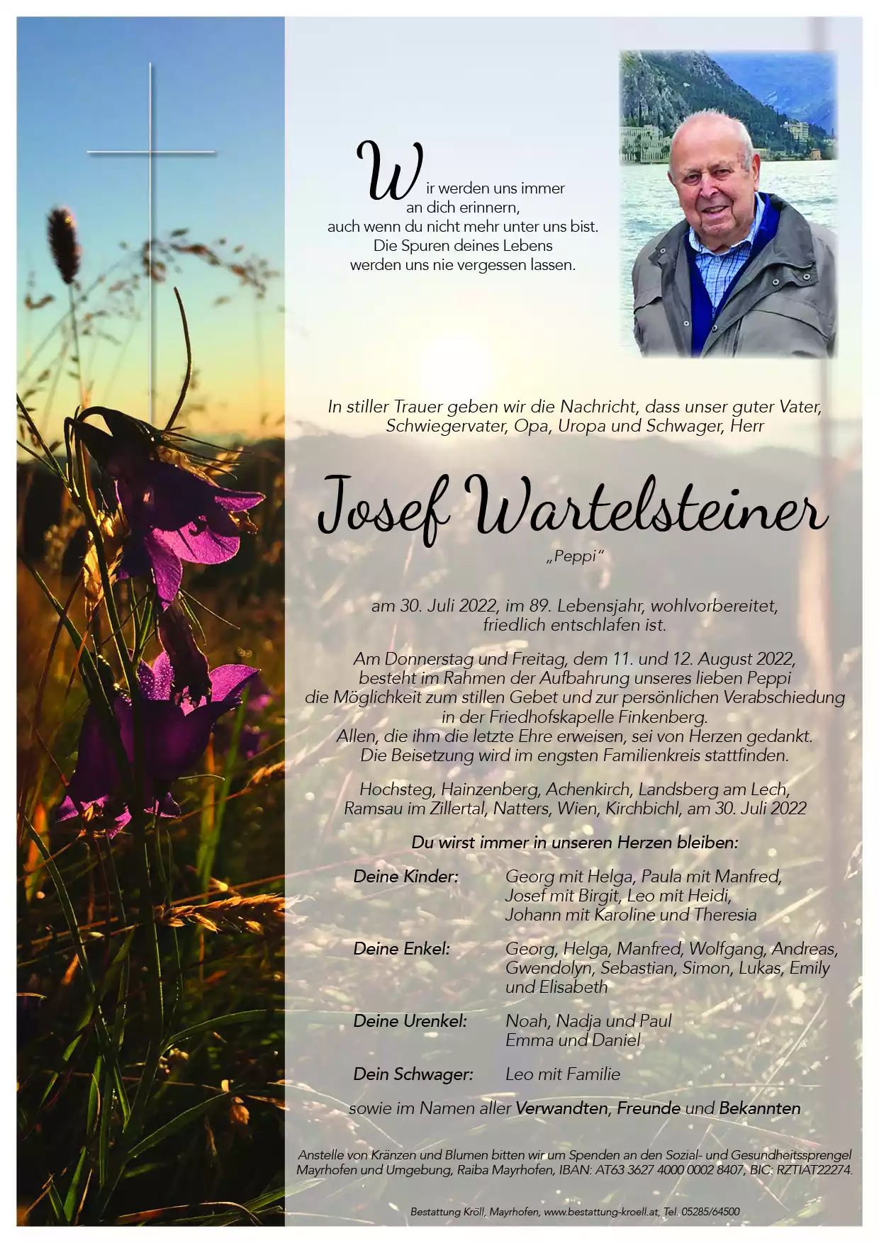 Parte von Josef Wartelsteiner